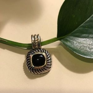 David Yurman Sterling & 14k Onyx Cable Enhancer
